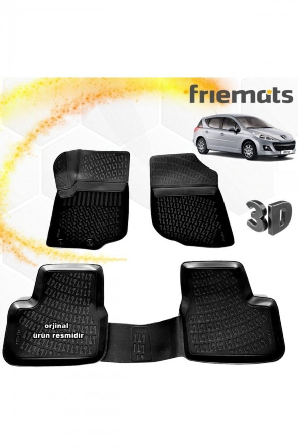 Friemats Peugeot 207 3d Paspas Havuzlu Siyah Stw 2006-2012 Arası 4 Prç ürün görseli 1