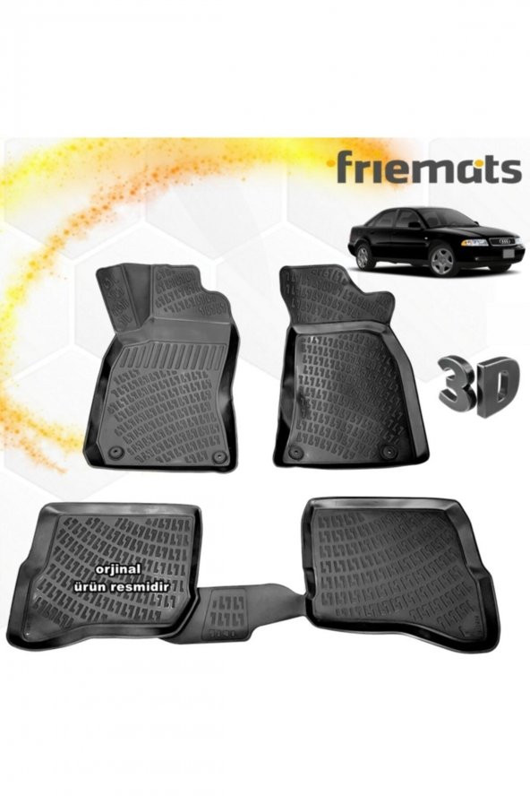 Friemats Audi A4 3d Paspas Havuzlu Siyah 1996-2000 Arası 4 Prç ürün görseli 1