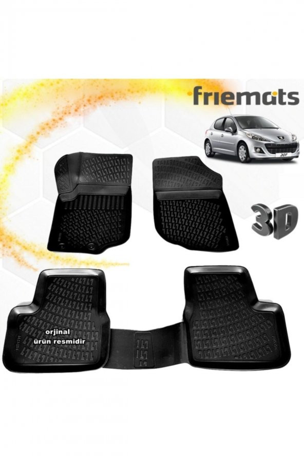 Friemats Peugeot 207 3d Paspas Havuzlu Siyah Hb 2006-2012 Arası 4 Prç ürün görseli 1