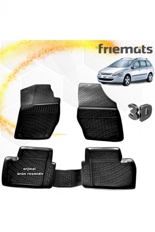 Friemats Peugeot 307 3d Paspas Havuzlu Siyah Stw 2001-2008 Arası 4 Prç ürün görseli 1