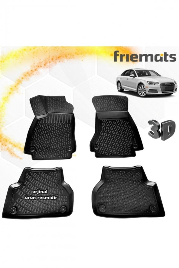 Friemats Audi A4 3d Paspas Havuzlu Siyah 2015-2020 Arası 4 Prç ürün görseli 1