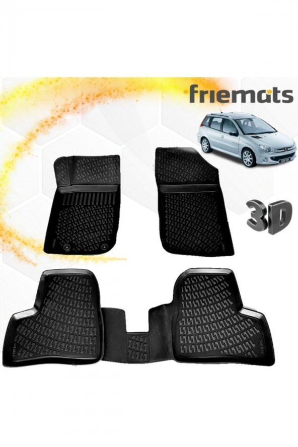 Friemats Peugeot 206 3d Paspas Havuzlu Siyah Stw 1998-2012 Arası 4 Prç ürün görseli 1