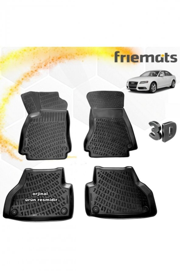 Friemats Audi A4 3d Paspas Havuzlu Siyah 2008-2014 Arası 4 Prç ürün görseli 1