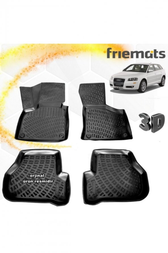 Friemats Audi A3 3d Paspas Havuzlu Siyah 2003-2012 Arası 4 Prç ürün görseli 1