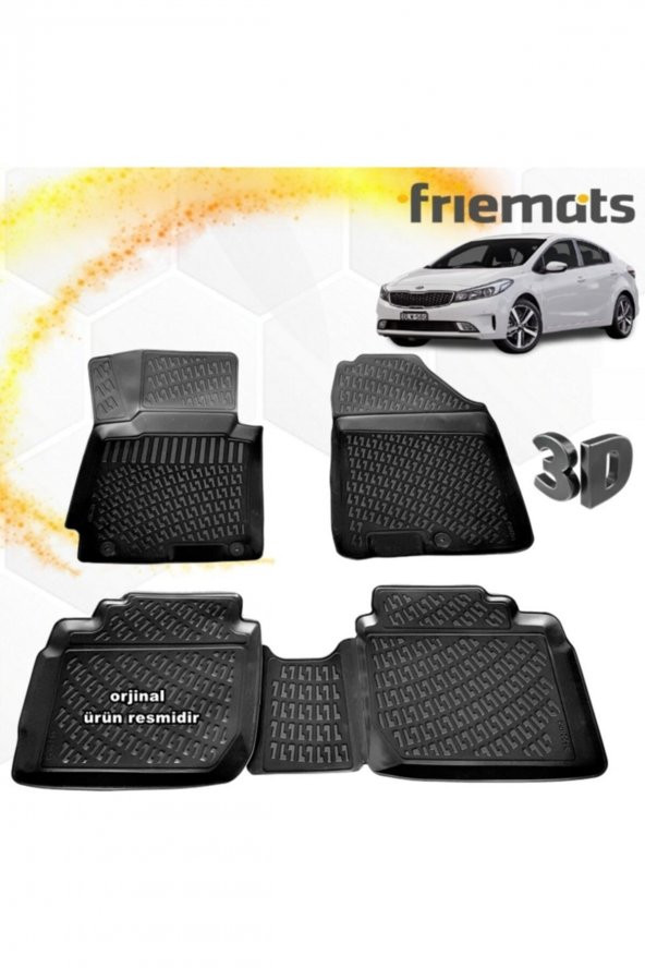 Friemats Kia Cerato 3d Paspas Havuzlu Siyah 2016-2020 Arası 4 Prç ürün görseli 1