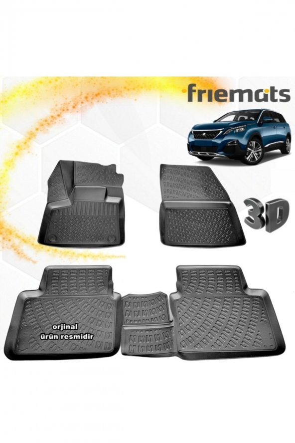 Friemats Peugeot 5008 3d Paspas Havuzlu Siyah 2016-2020 Arası 4 Prç ürün görseli 1