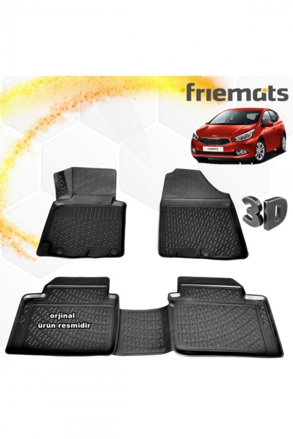 Friemats Kia Ceed 3d Paspas Havuzlu Siyah 2013 Sonrası 4 Prç ürün görseli 1
