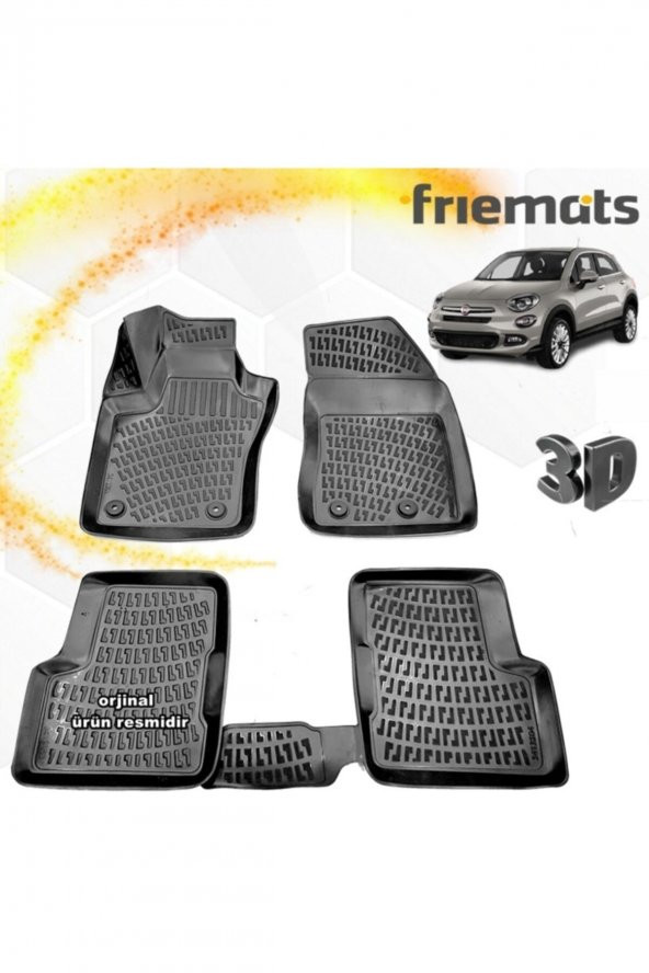 Friemats Fiat 500 X 3d Paspas Havuzlu Siyah 2015-2020 Arası 4 Prç ürün görseli 1