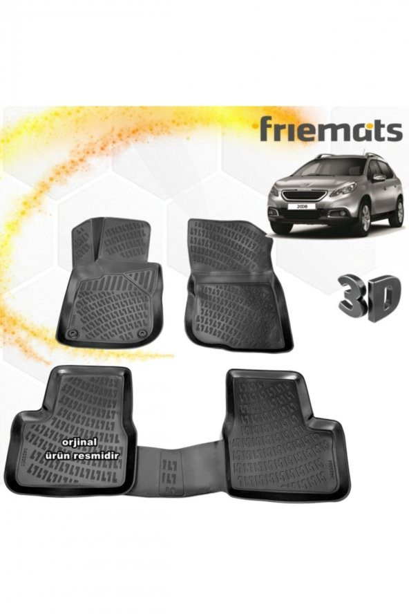 Friemats Peugeot 2008 3d Paspas Havuzlu Siyah 2013-2019 Arası 4 Prç ürün görseli 1