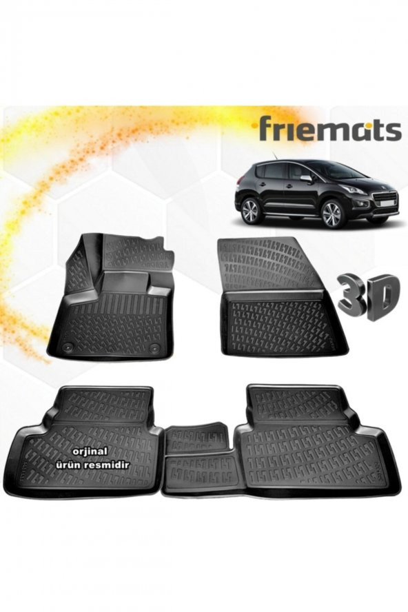 Friemats Peugeot 3008 3d Paspas Havuzlu Siyah 2016-2020 Arası 4 Prç ürün görseli 1