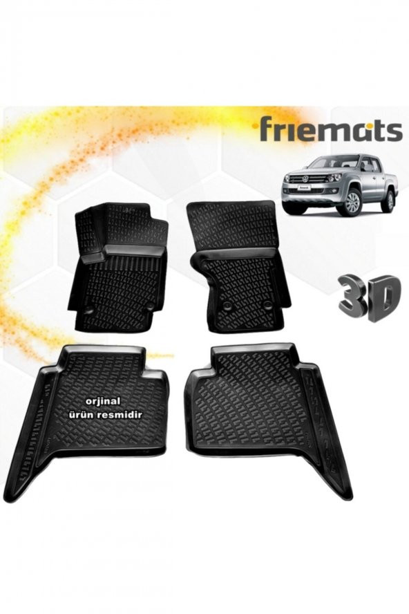 Friemats Vw Amarok 3d Paspas Havuzlu Siyah 2010-2020 Arası 4 Prç ürün görseli 1