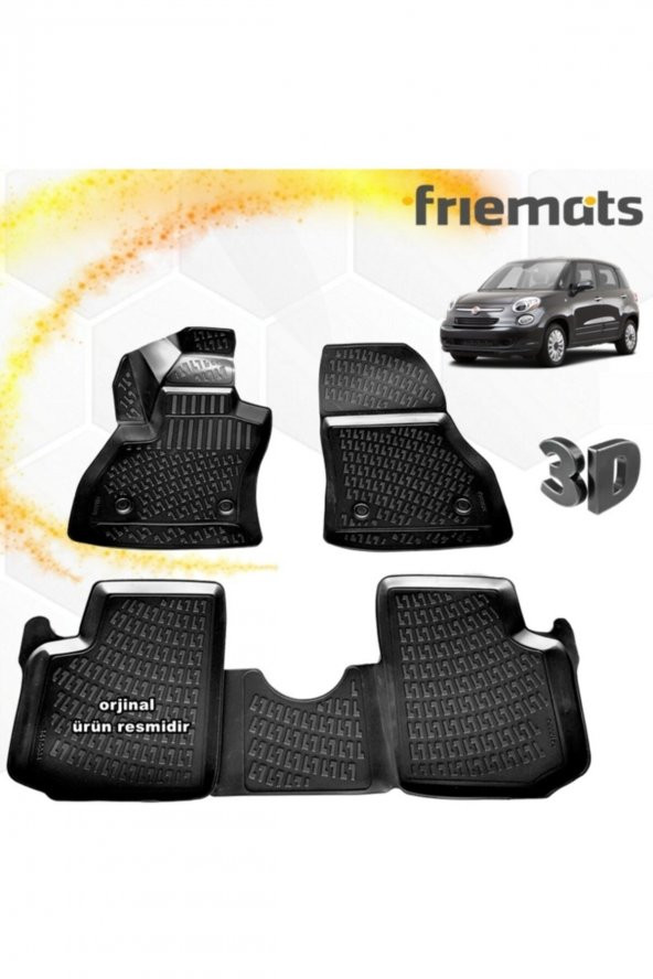 Friemats Fiat 500 L 3d Paspas Havuzlu Siyah 2013-2020 Arası 4 Prç ürün görseli 1