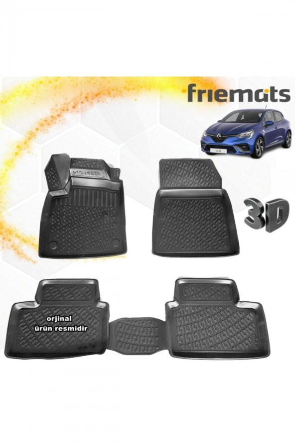 Friemats Renault Clio 5 3d Paspas Havuzlu Siyah Hb 2020 Sonrası 4 Prç ürün görseli 1