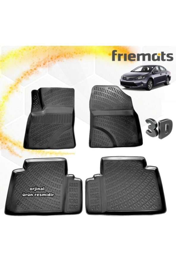 Friemats Toyota Avensis 3d Paspas Havuzlu Siyah 2009-2016 Arası 4 Prç ürün görseli 1