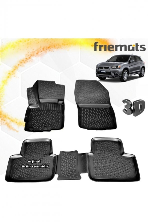 Friemats Mitsubishi Asx 3d Paspas Havuzlu Siyah 2010-2018 Arası 4 Prç ürün görseli 1