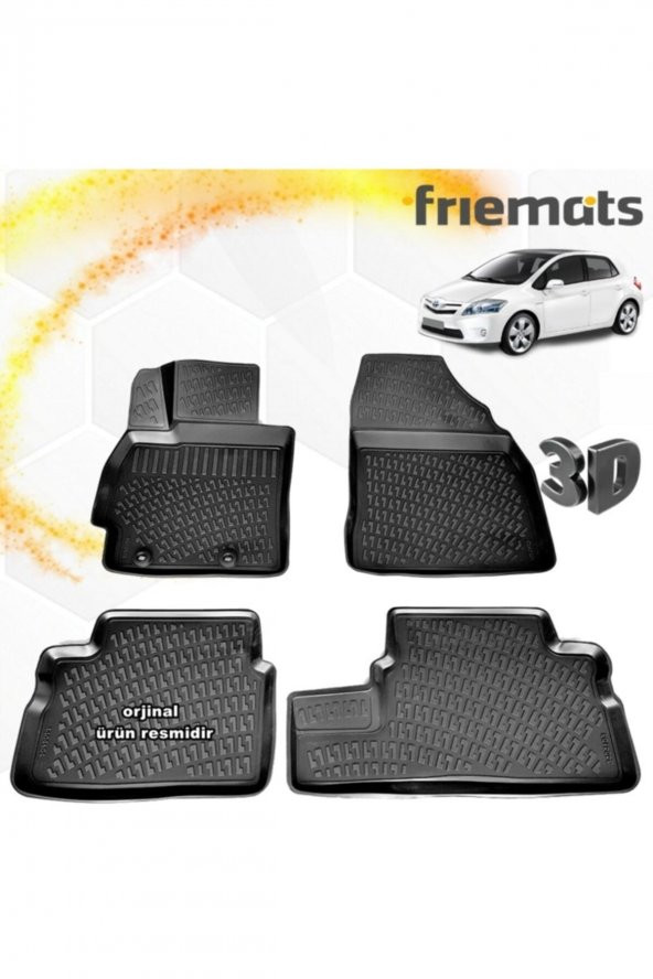 Friemats Toyota Auris 3d Paspas Havuzlu Siyah Hb 2007-2012 Arası 4 Prç ürün görseli 1