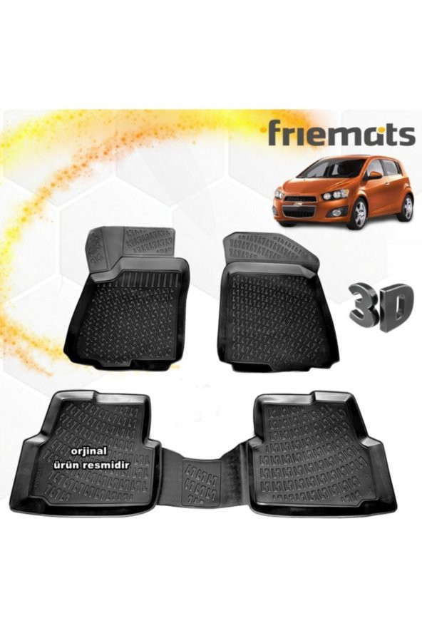 Friemats Chevrolet Aveo 3d Paspas Havuzlu Siyah Hb 2011 Sonrası 4 Prç ürün görseli 1