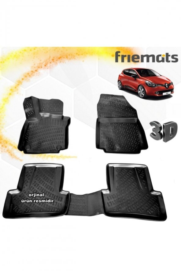 Friemats Renault Clio 4 3d Paspas Havuzlu Siyah Hb 2013-2020 Arası 4 Prç ürün görseli 1