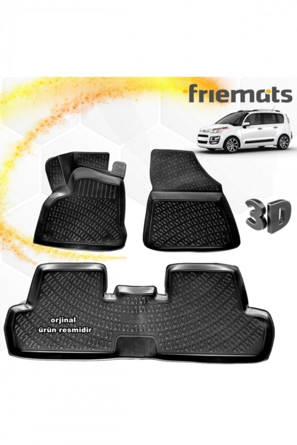 Friemats Citroen C4 Picasso 3d Paspas Havuzlu Siyah 2013-2020 Arası 4 Prç ürün görseli 1
