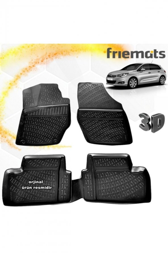 Friemats Citroen C4 3d Paspas Havuzlu Siyah 2011-2017 Arası 4 Prç ürün görseli 1