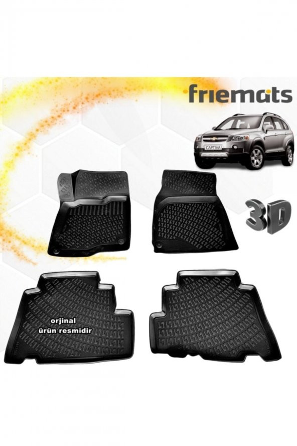Friemats Chevrolet Captiva 3d Paspas Havuzlu Siyah 2007-2011 Arası 4 Prç ürün görseli 1