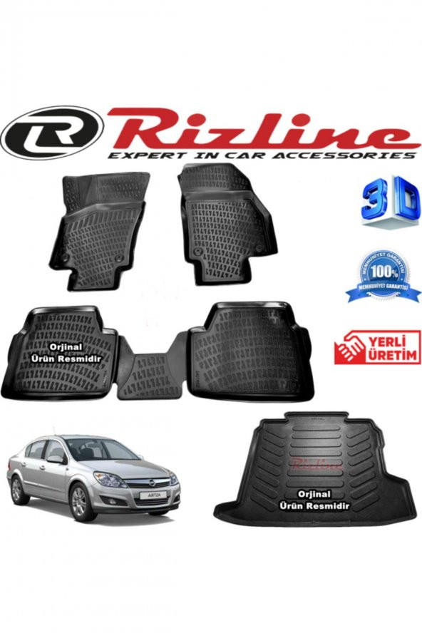 Rizline Opel Astra H 3d Paspas + 3d Bagaj Havuzu Sedan 2007-2018 Arası Siyah Set ürün görseli 1