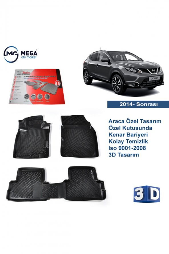Rizline Nissan Qashqai 2014- Sonrası Rizline 3d Havuzlu Paspas ürün görseli 1