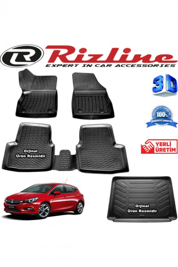 Rizline Opel Astra K 3d Paspas + 3d Bagaj Havuzu Hb 2015-2020 Arası Siyah Set 8683549925239 ürün görseli 1
