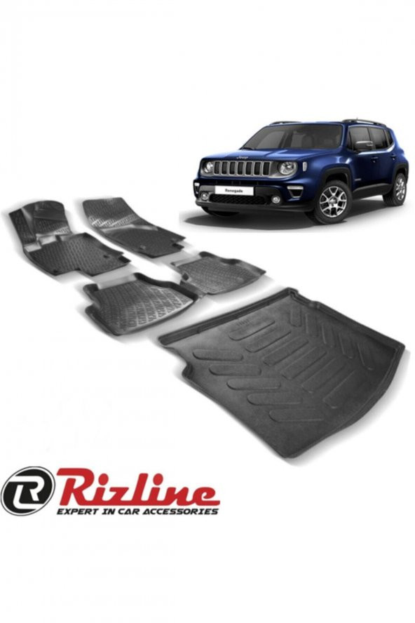 Rizline Jeep Renegade 2015 Sonrası 3d Havuzlu Paspas + Bagaj Havuzu 8695441598526 ürün görseli 1
