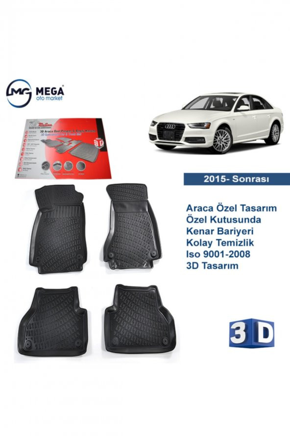 Rizline Audi A4 2015- Sonrası Rizline 3d Havuzlu Paspas ürün görseli 1