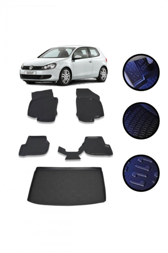 OtoLine Golf 5-6 2003-2012 Arası 4d Havuzlu Oto Paspas ve Bagaj Set ürün görseli 1