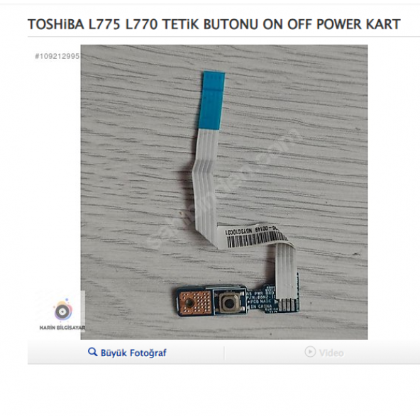TOSHiBA L775 L770 POWER TETiK BUTONU ürün görseli 1