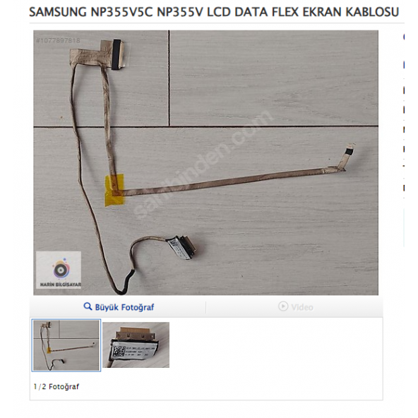 SAMSUNG NP355V5C NP355V LCD DATA FLEX EKRAN KABLOSU ürün görseli 1
