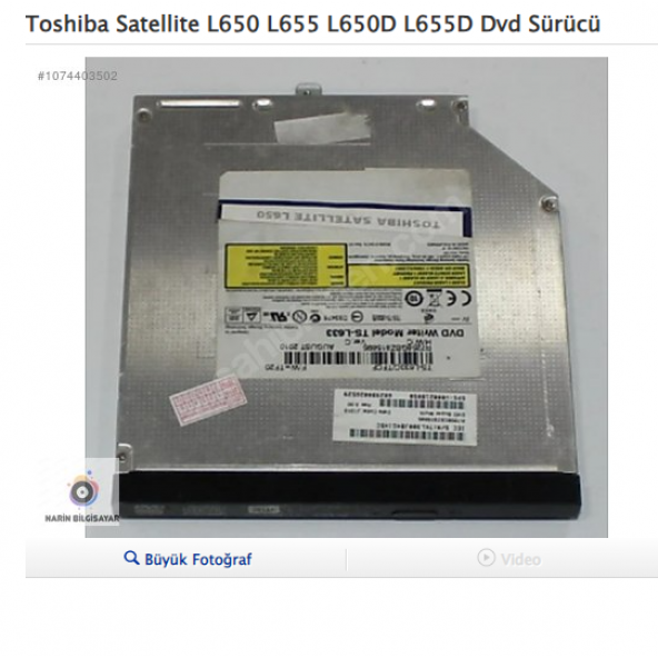 Toshiba Satellite L650 L655 L650D L655D Dvd Sürücü ürün görseli 1