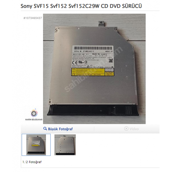 Sony SVF15 Svf152 svf153 svf154 serisi Svf152C29W CD DVD SÜRÜCÜ ürün görseli 1