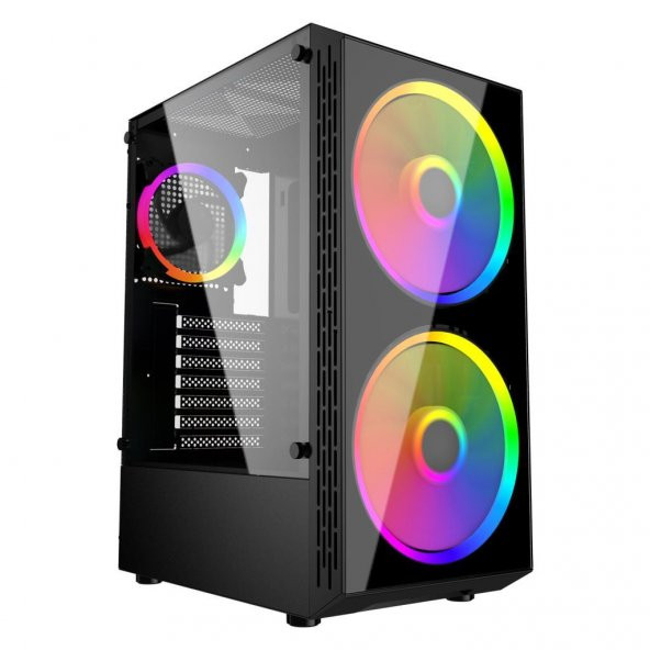 İzoly Esir 2x Argb(18cm) 1x Argb(12cm) Fanlı Usb 3.0 Temperli Cam Atx Oyuncu Kasası ürün görseli 1