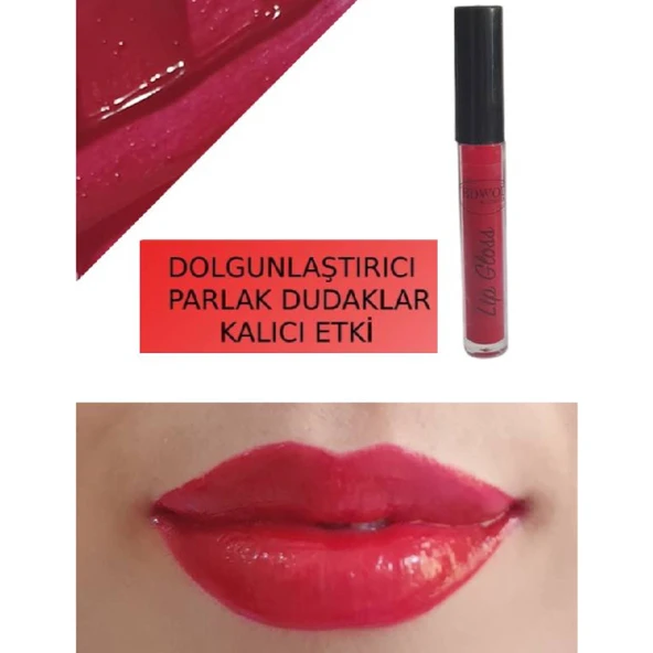 Edwol Make Up Likit Işıldayan Parlak Kırmızı Lip Gloss Ruj ürün görseli 1