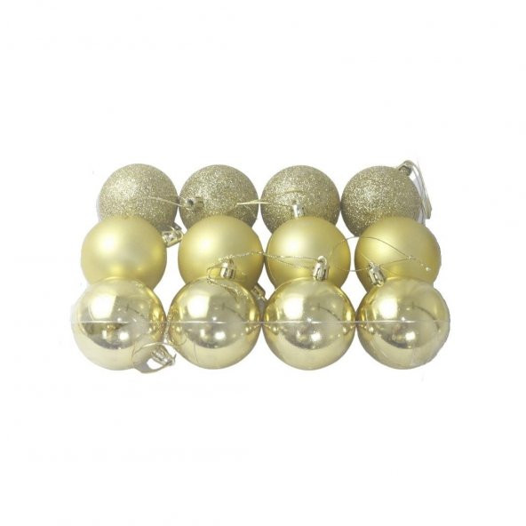 T.Concept Yılbaşı Süsü Çam Ağacı Topu 12’li Noel Küresi 6 cm Gold ürün görseli 1