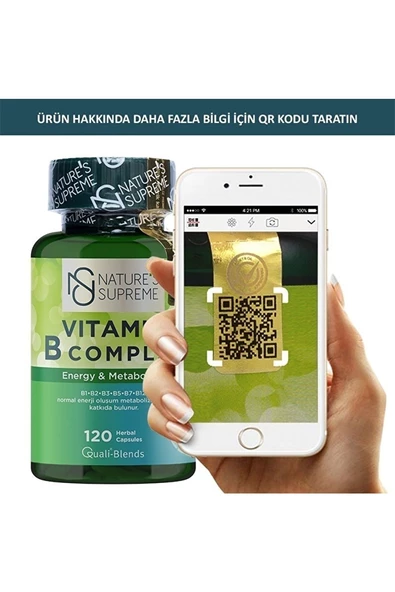 Natures Supreme Vitamin B Complex 120 Kapsül - Resim 3