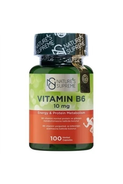 Natures Supreme Vitamin B6 10 Mg 100 Kapsül ürün görseli 1