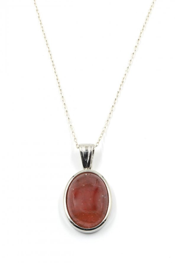 Glass Filled Ruby ( Yakut ) Doğal Taş 925 Ayar Gümüş Kolye ürün görseli 1