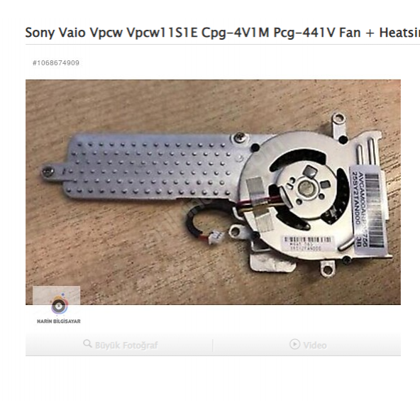 Sony Vaio Vpcw Vpcw11S1E Cpg-4V1M Pcg-441V Fan + Heatsink ürün görseli 1