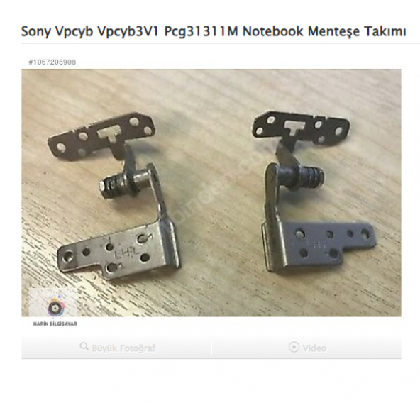 Sony Pcg-31311M Vpcyb Vpcyb3V1 Menteşe Takımı ürün görseli 1