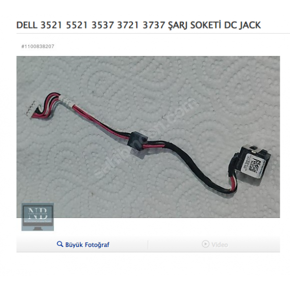 DELL 3521 5521 3537 3721 3737 ŞARJ SOKETİ DC JACK ürün görseli 1