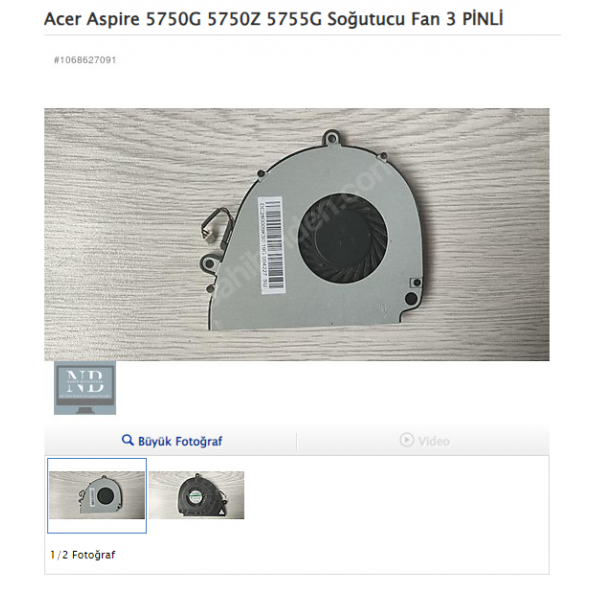 Acer Aspire 5750G 5750Z 5755G Soğutucu Fan 3 PİNLİ ürün görseli 1