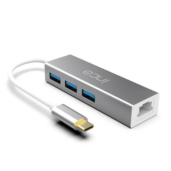 Inca Type-C Girişli 4 Port Usb 3.0 Çoklayıcı Hub + Ethernet RJ45 Mulitiplexer ürün görseli 1
