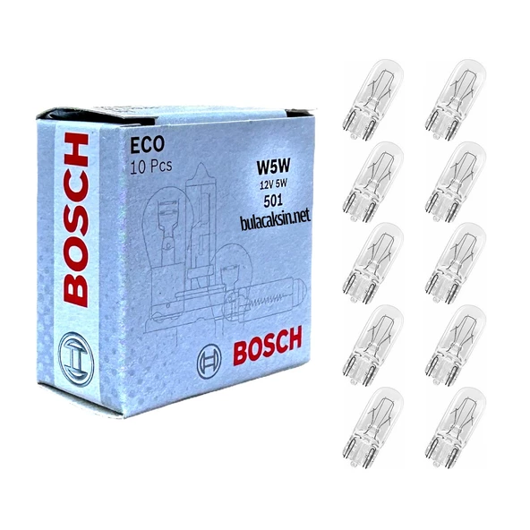Bosch ECO Dipsiz Ampul 12V 5W T10 W5W 10'lu Paket ürün görseli 1
