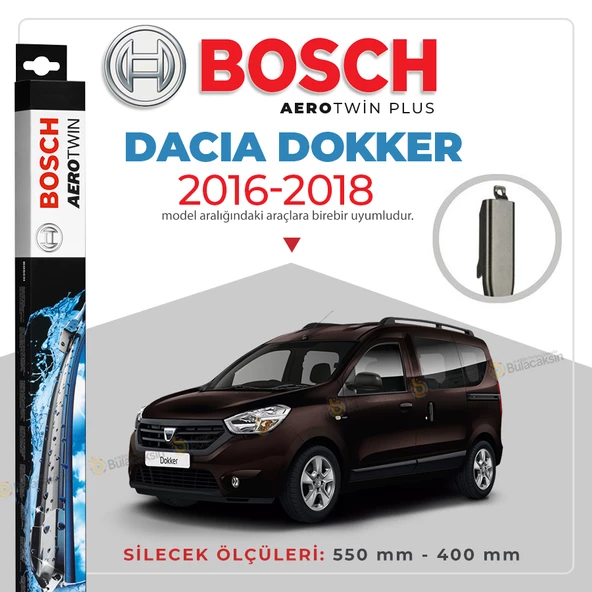 Bosch Aerotwin Muz Silecek Takımı Dacia Dokker 2016-2018 ile uyumlu ürün görseli 1