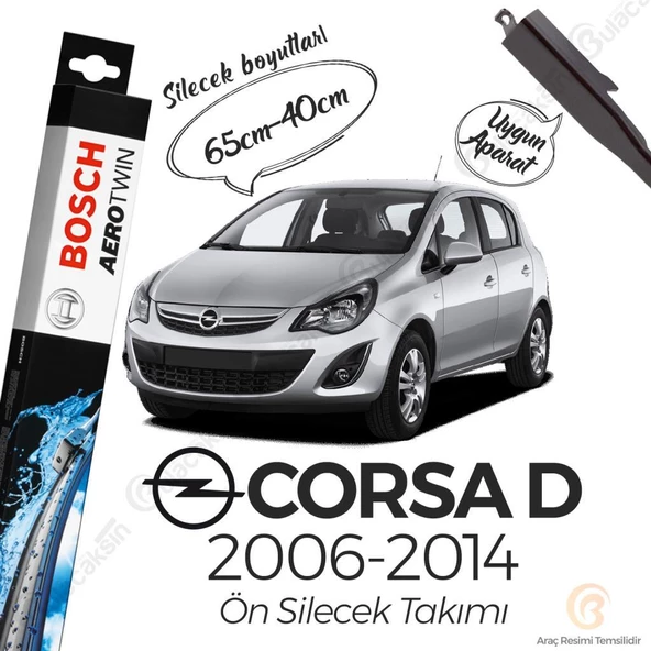 Bosch Aerotwin Muz Silecek Takımı Opel Corsa D 2006-2014 ile uyumlu ürün görseli 1