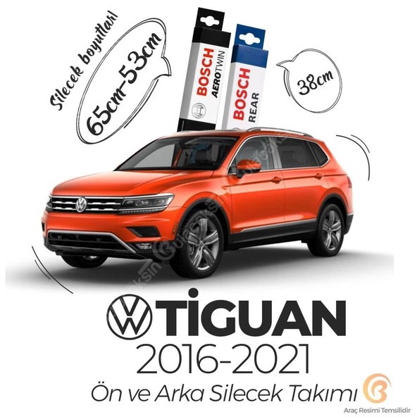 Bosch Aerotwin Ön-Arka Silecek Takımı Volkswagen Tiguan 2016-2021 ile uyumlu ürün görseli 1